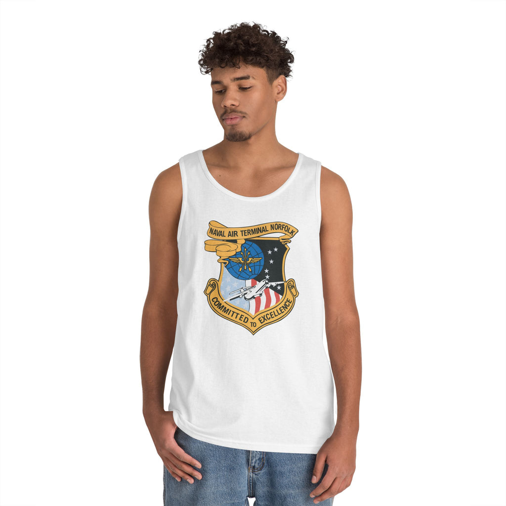Unisex Heavy Cotton Tank Top - Navy - Naval Air Terminal Norfolk wo Txt