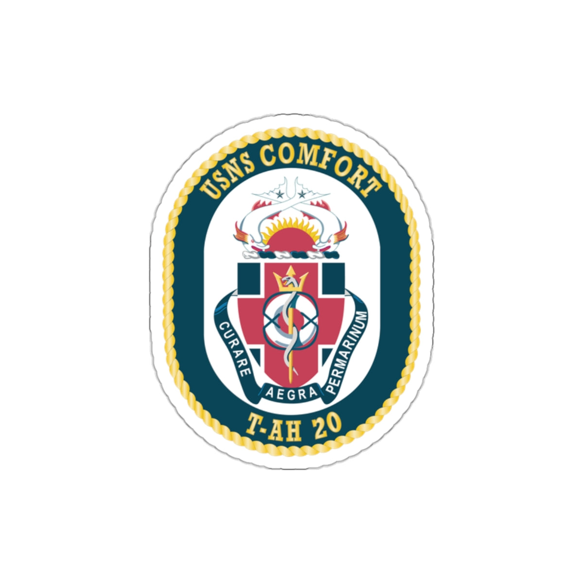 Die-Cut Vinyl Sticker - Navy - USNS Comfort (T-AH 20) wo txt