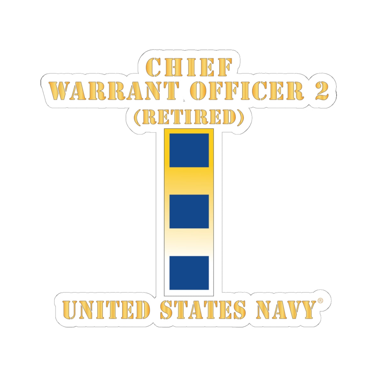 Kiss-Cut Stickers - Navy - Chief Warrant Officer 2 - CW02 - Retired