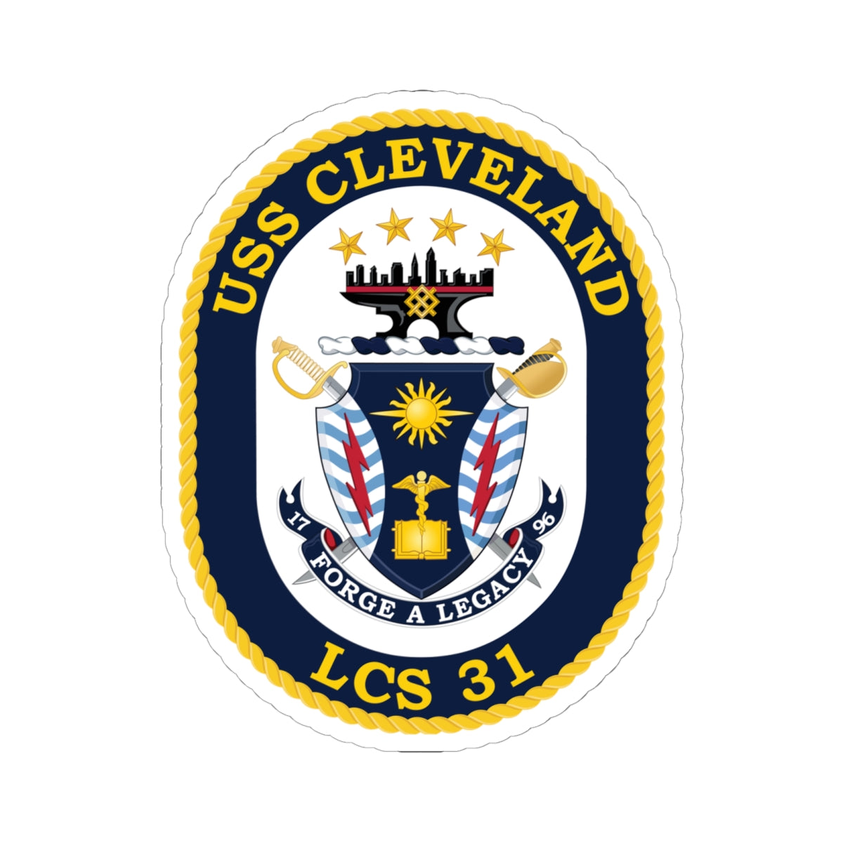 Kiss-Cut Stickers - Navy - USS Cleveland (LCS-31) wo txt