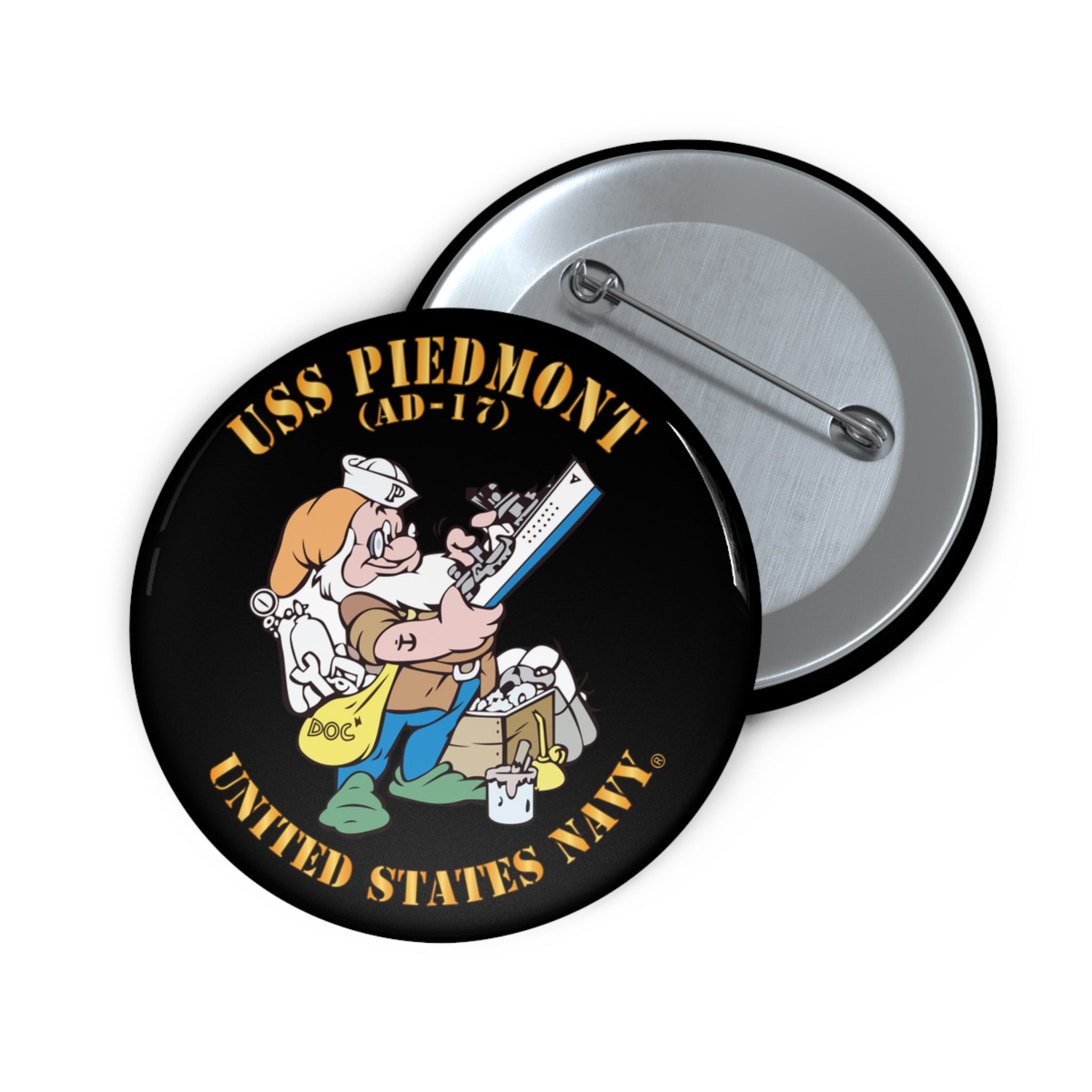 Custom Pin Button - Navy - USS Piedmont (AD-17) X 300