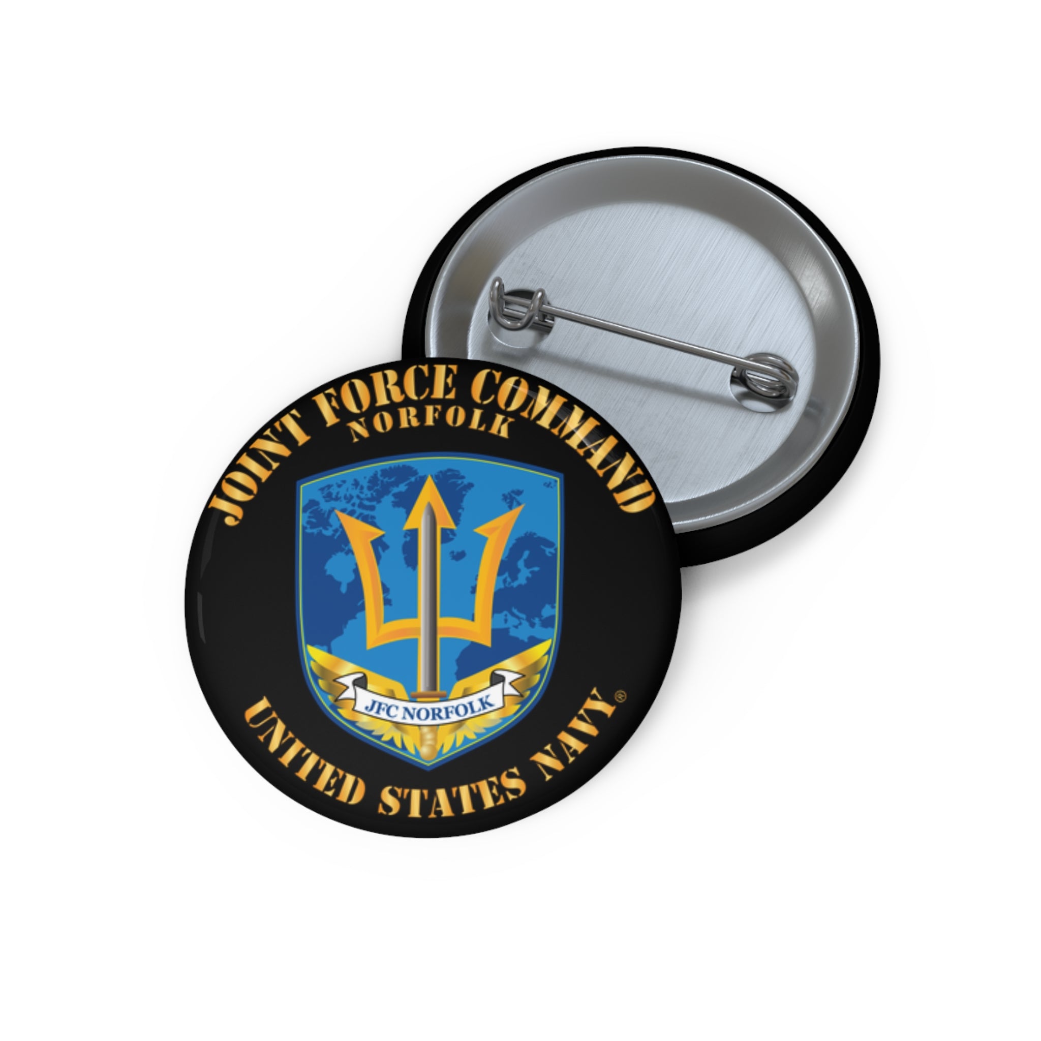 Custom Pin Button - Navy - Joint Force Command - Norfolk
