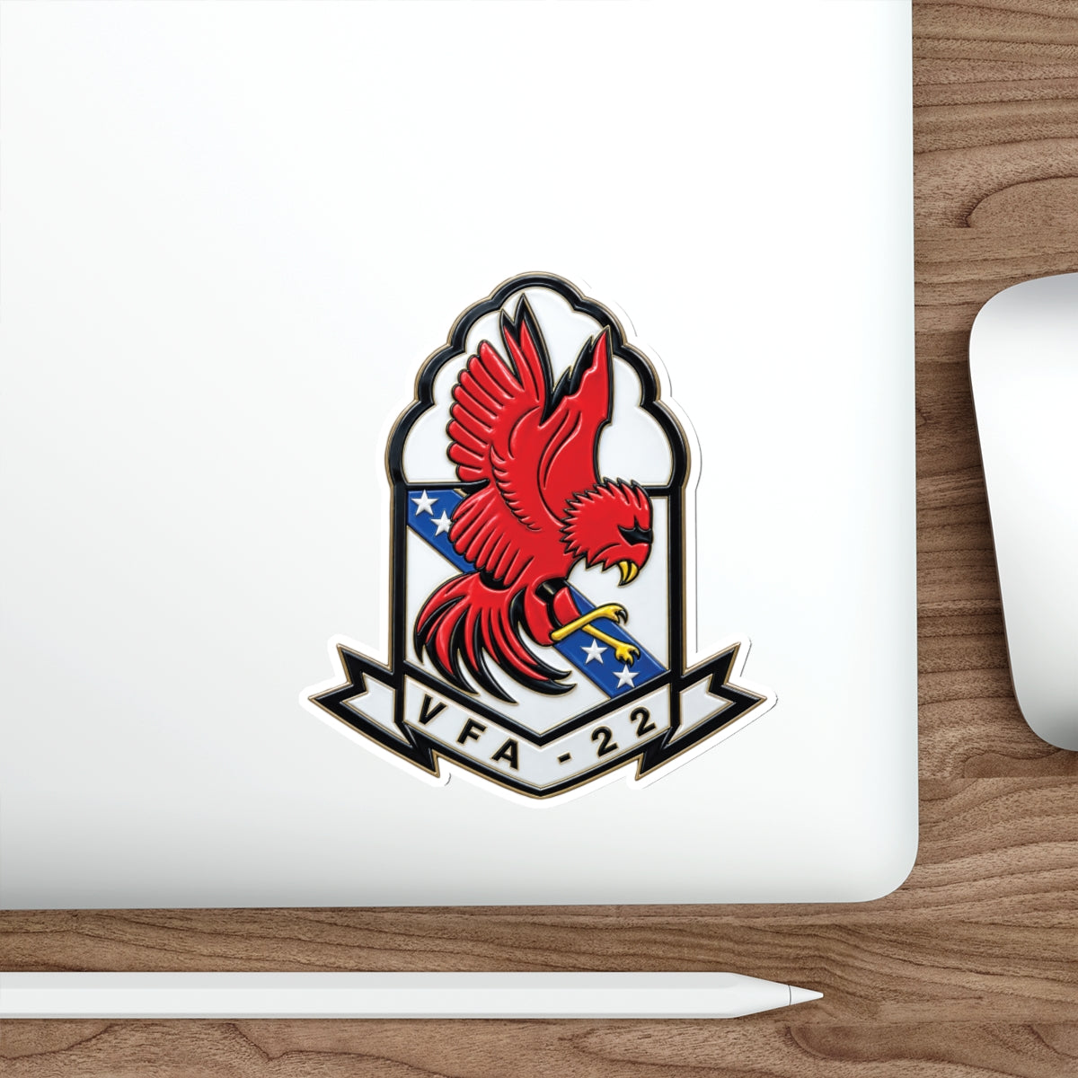 Die-Cut Vinyl Sticker - Strike Fighter Squadron 22nd - SSI without Txt - Fighting Redcocks - 3D - Enhanced