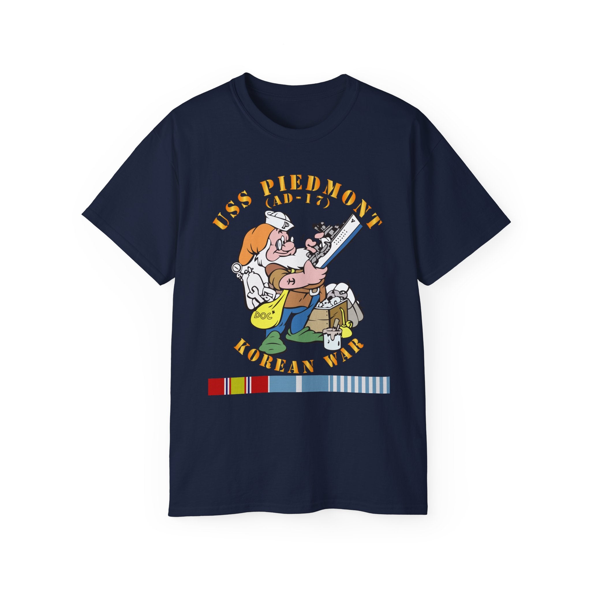 Unisex Ultra Cotton T-Shirt - Navy - USS Piedmont (AD-17) w KOREA SVC - Korean War