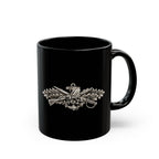 Black Mug (11oz, 15oz) - Navy - Badge - Seabee combat warfare specialist wo txt - Enlisted - 3D - Enhanced