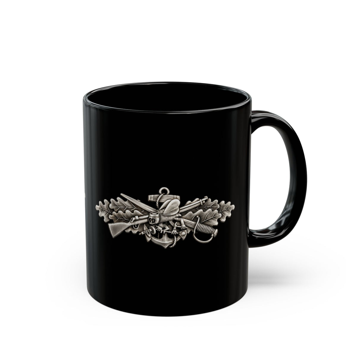 Black Mug (11oz, 15oz) - Navy - Badge - Seabee combat warfare specialist wo txt - Enlisted - 3D - Enhanced