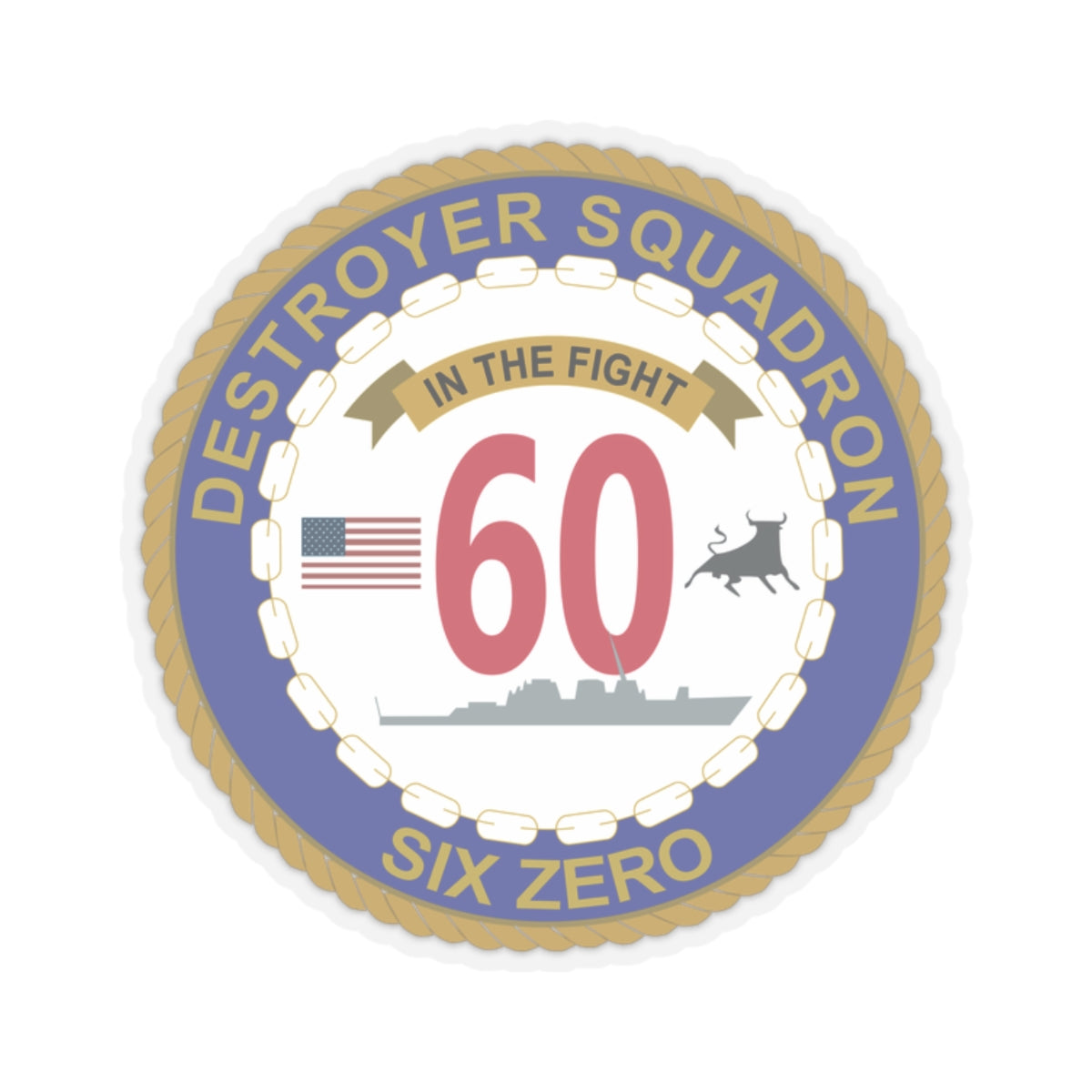 Kiss-Cut Stickers - Navy - Destroyer Squadron 60 wo txt