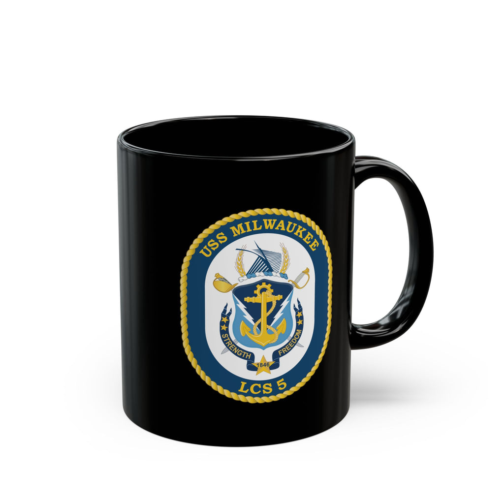Black Mug (11oz, 15oz) - Navy - USS Milwaukee (LCS-5) wo Txt X 300