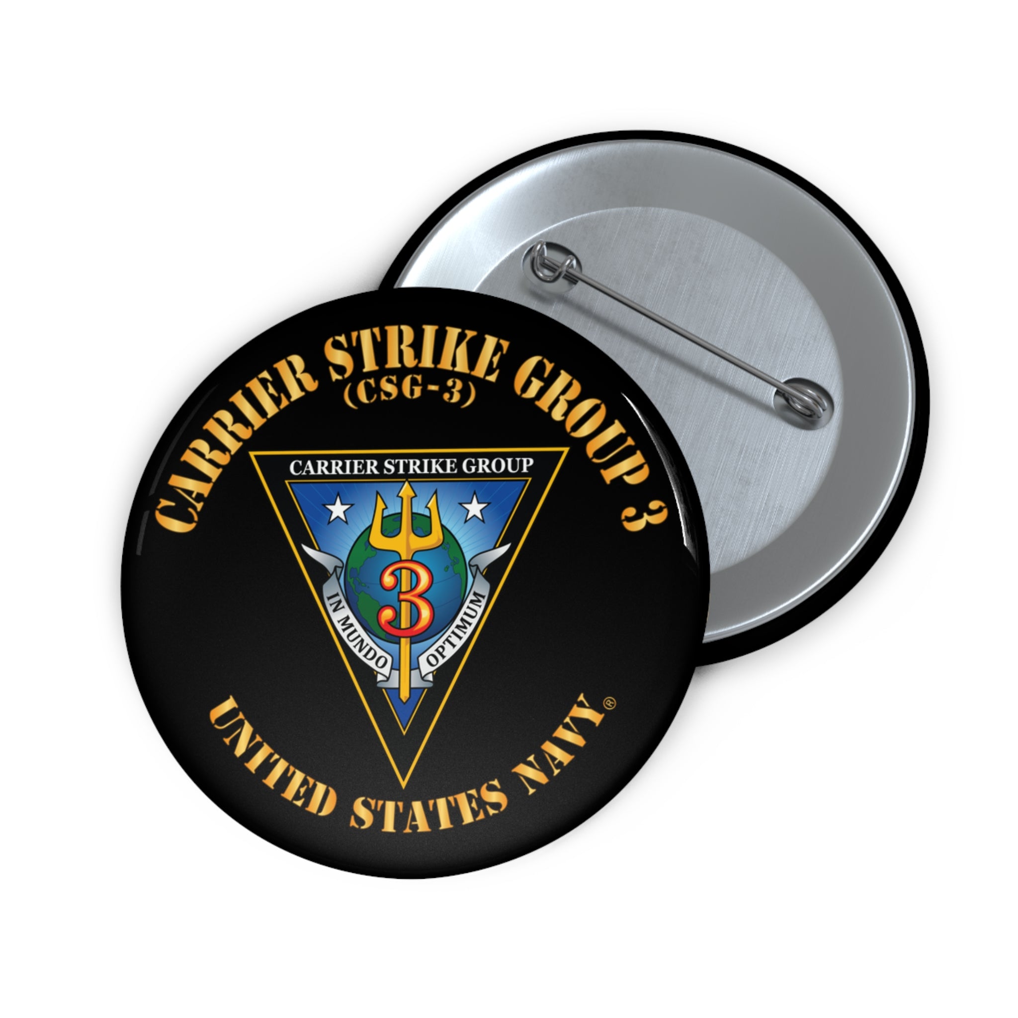 Custom Pin Button - Navy - Carrier Strike Group 3 (CSG-3)