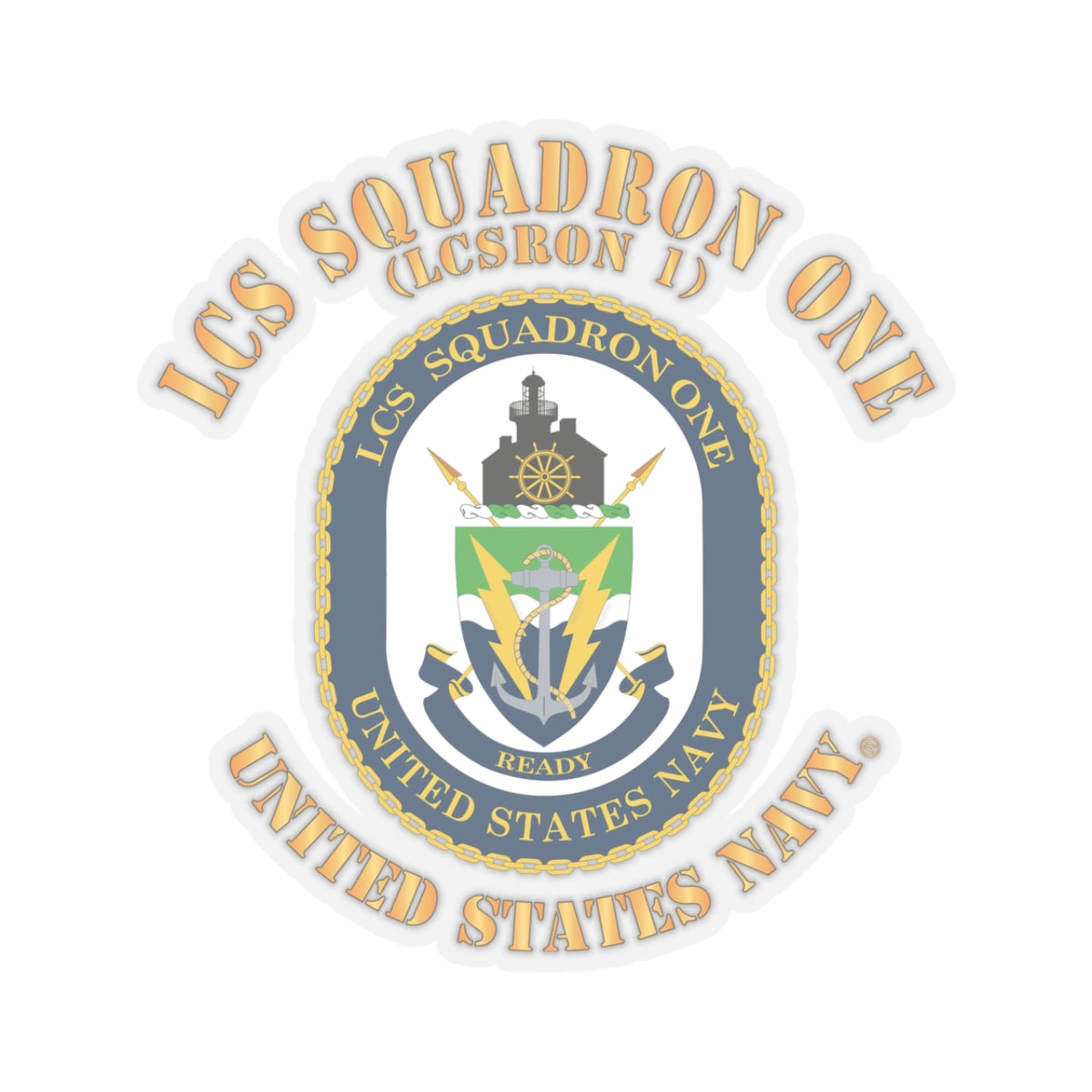 Kiss-Cut Stickers - Navy - LCS Squadron One (LCSRON 1)