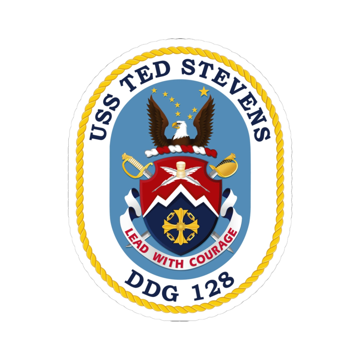 Kiss-Cut Stickers - Navy - USS Ted Stevens (DDG-128) wo txt
