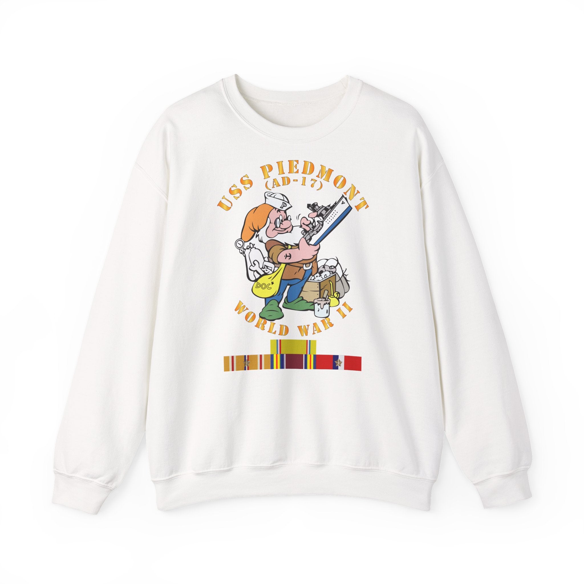 Unisex Heavy Blend™ Crewneck Sweatshirt - Navy - USS Piedmont (AD-17) w PAC SVC WWII