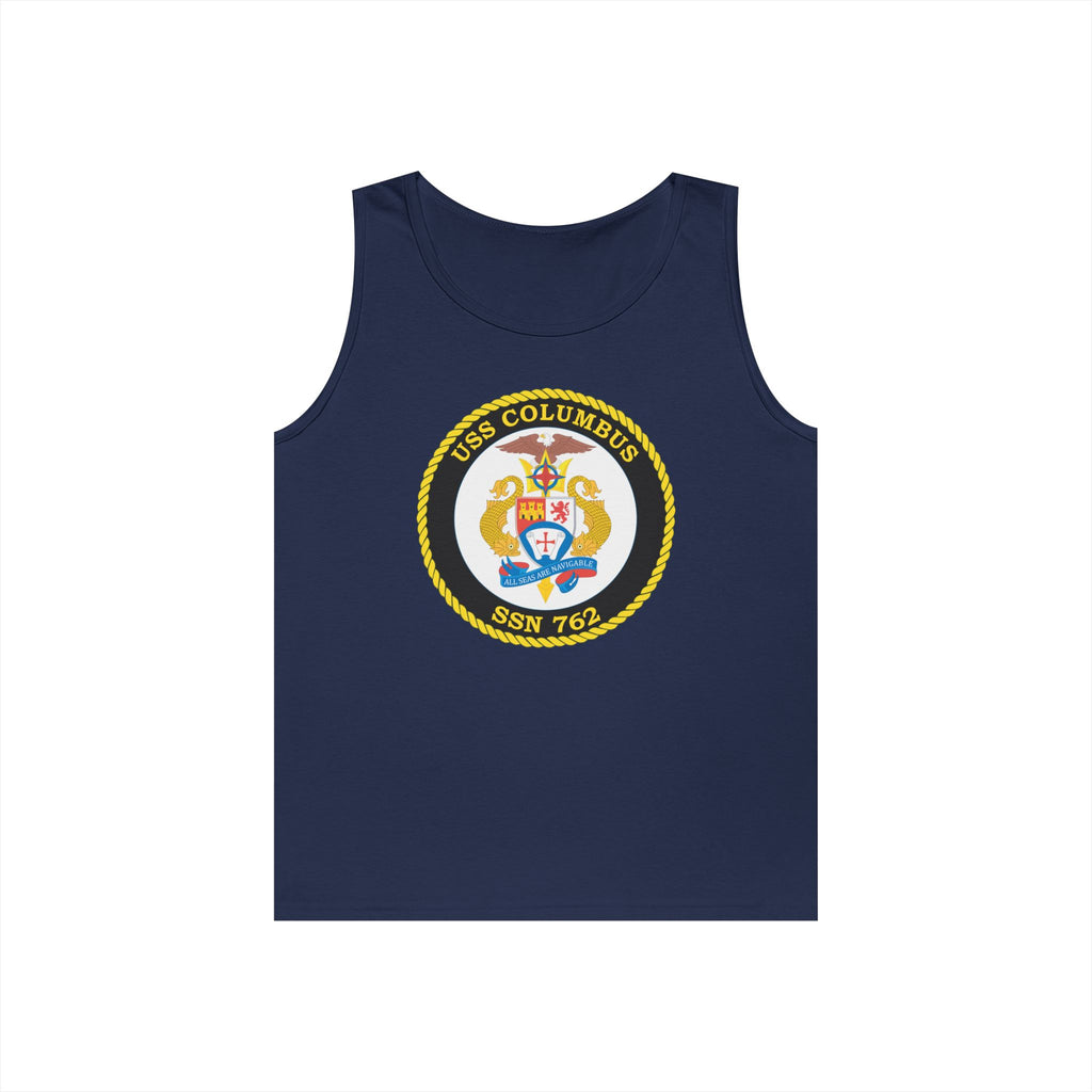 Unisex Heavy Cotton Tank Top - Navy - USS Columbus (SSN-762) wo txt