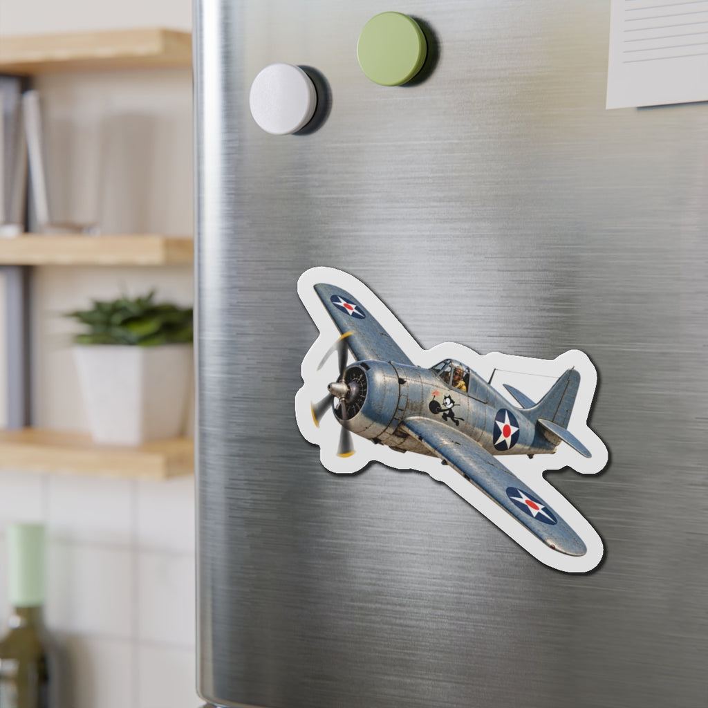 Die-Cut Magnet - NAVY - VF - 3 - Wildcat w FELIX WWI Insignia - 3D - Enhanced