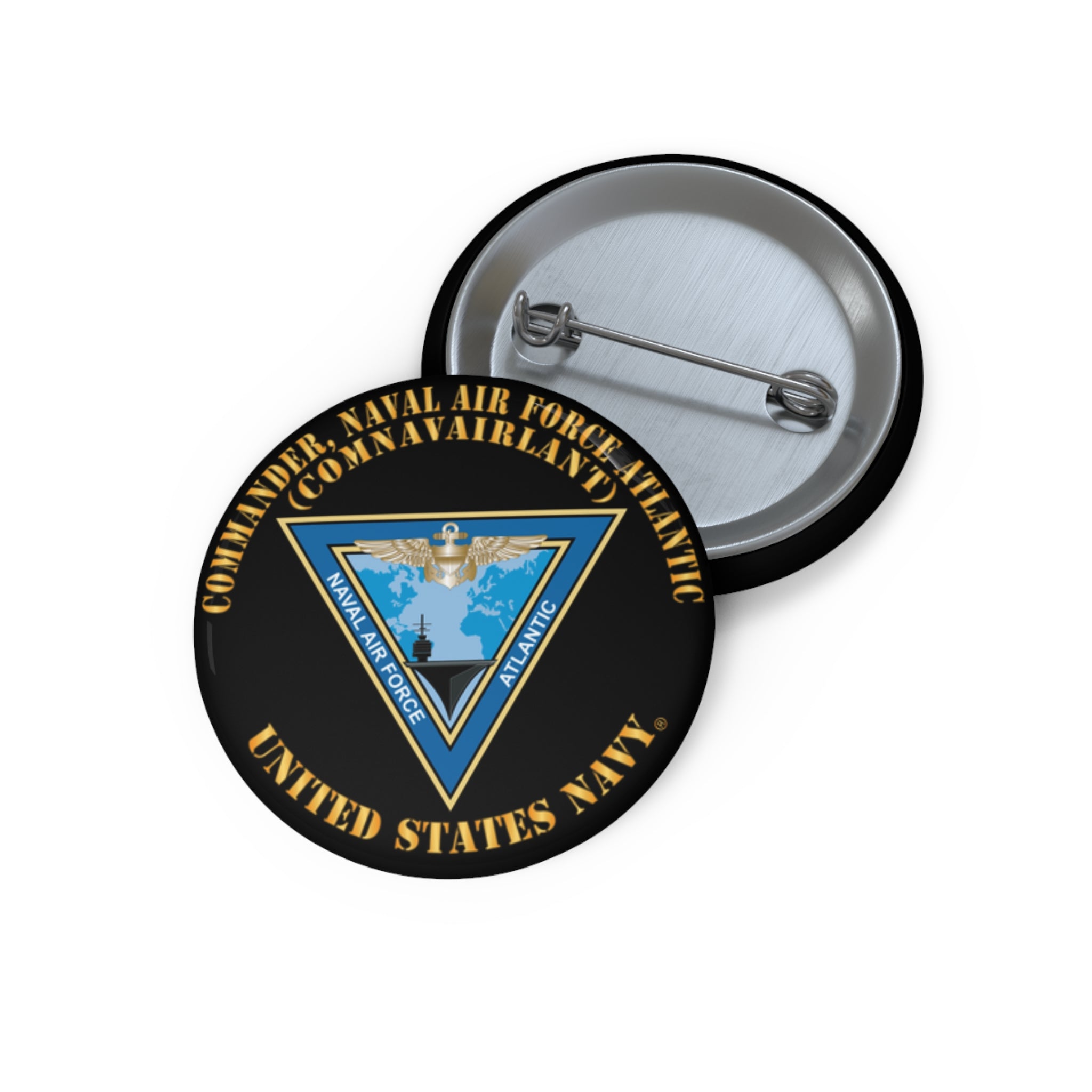 Custom Pin Button - Navy - Commander, Naval Air Force Atlantic - COMNAVAIRLANT