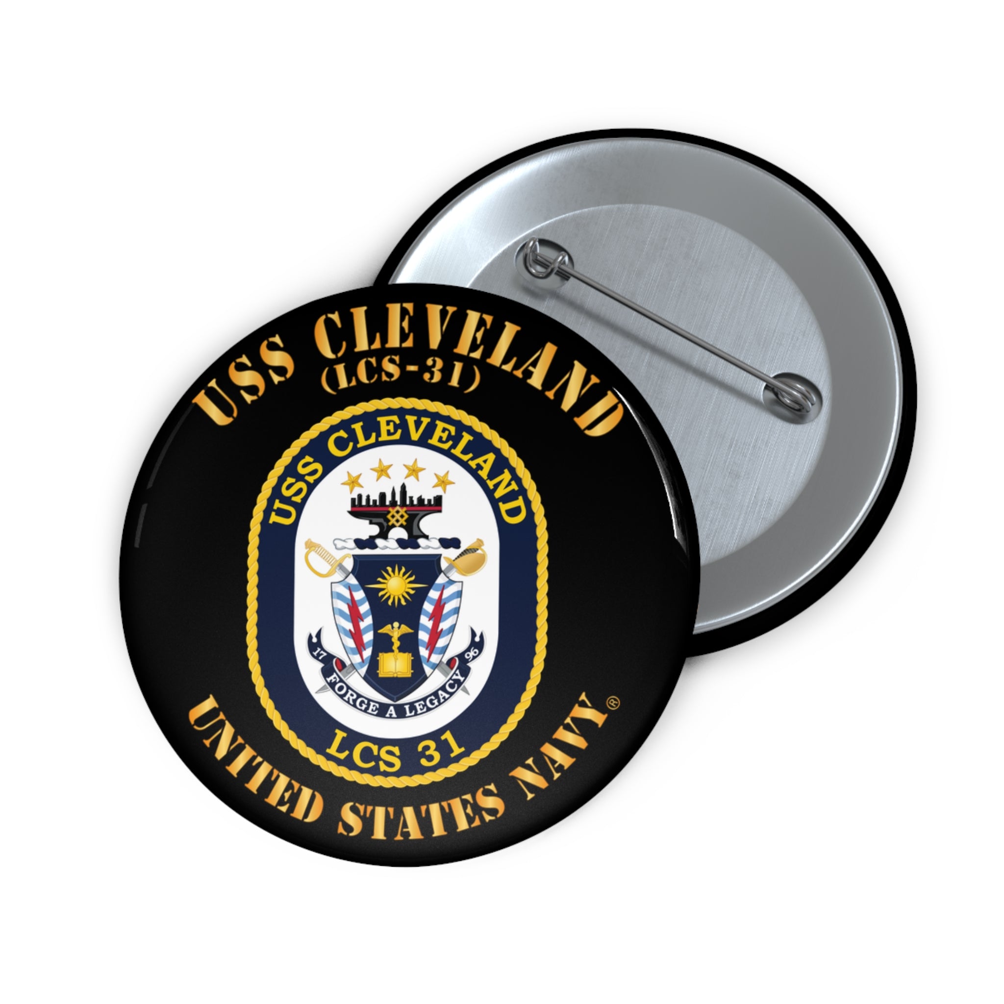 Custom Pin Button - Navy - USS Cleveland (LCS-31)