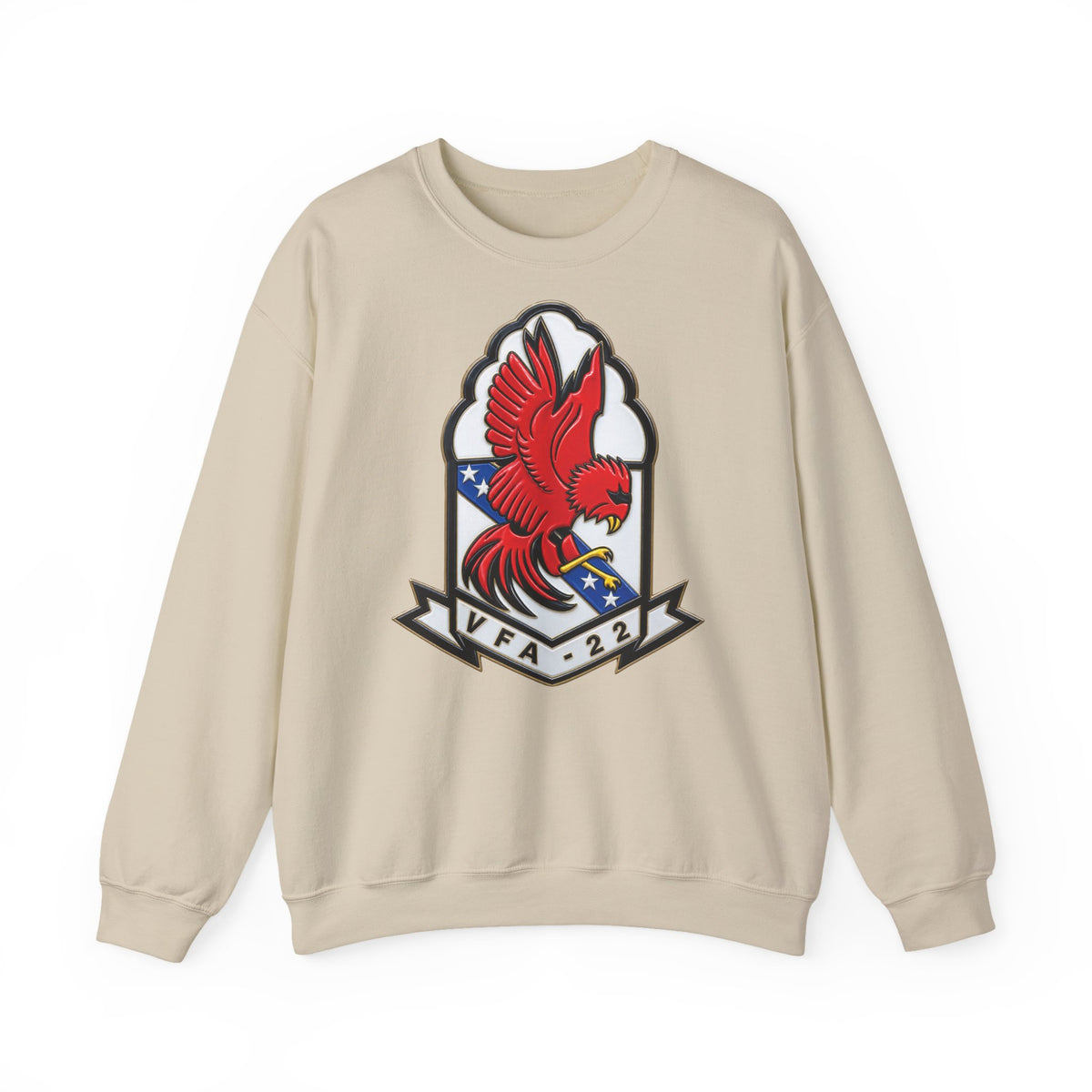 Unisex Heavy Blend™ Crewneck Sweatshirt - Strike Fighter Squadron 22nd - SSI without Txt - Fighting Redcocks - 3D - Enhanced