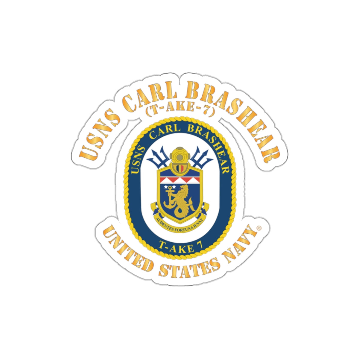 Die-Cut Vinyl Sticker - Navy - USNS Carl Brashear (T-AKE 7)