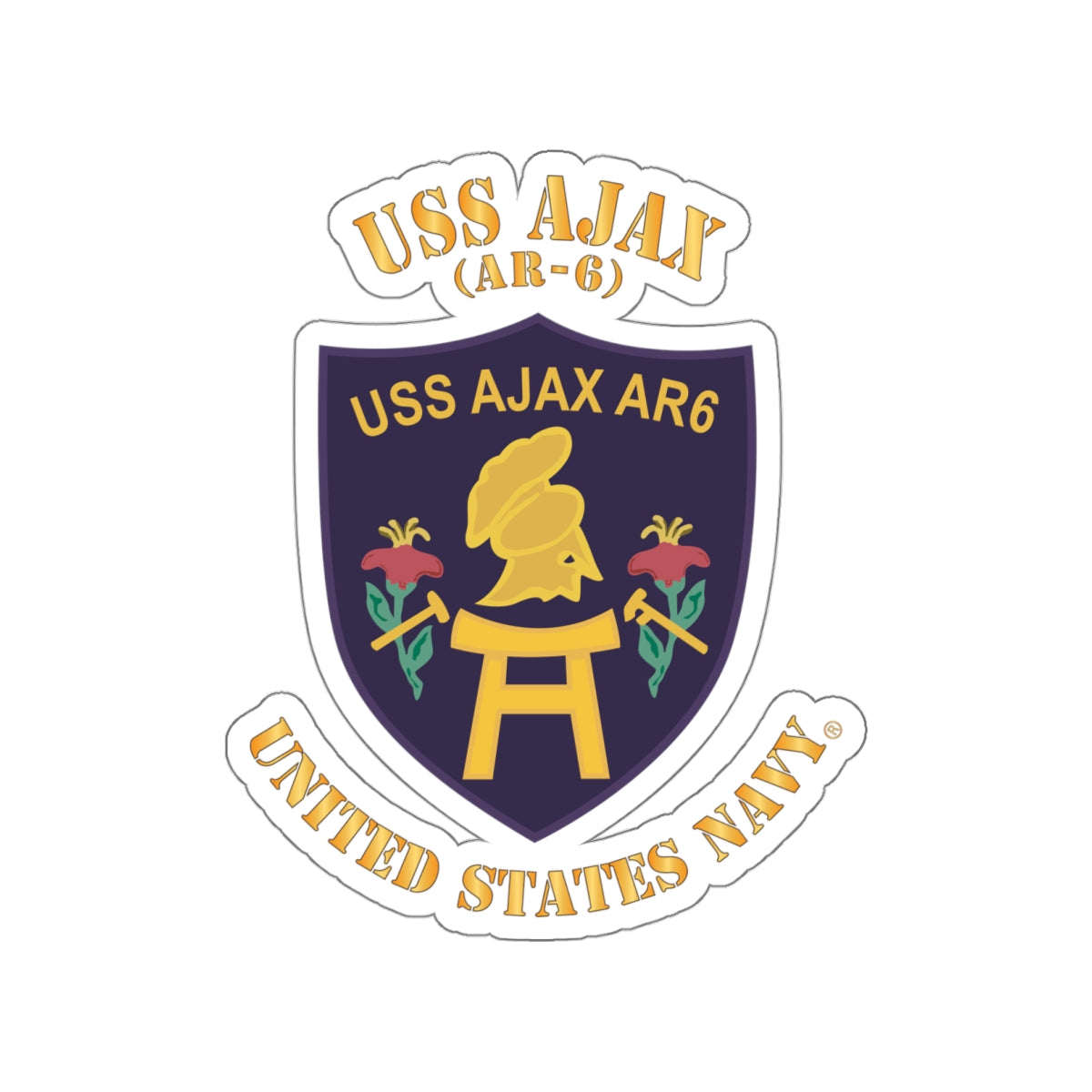 Die-Cut Vinyl Sticker - Navy - USS Ajax (AR-6)