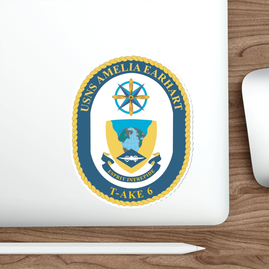 Die-Cut Vinyl Sticker - Navy - USNS Amelia Earhart (T-AKE 6) wo txt