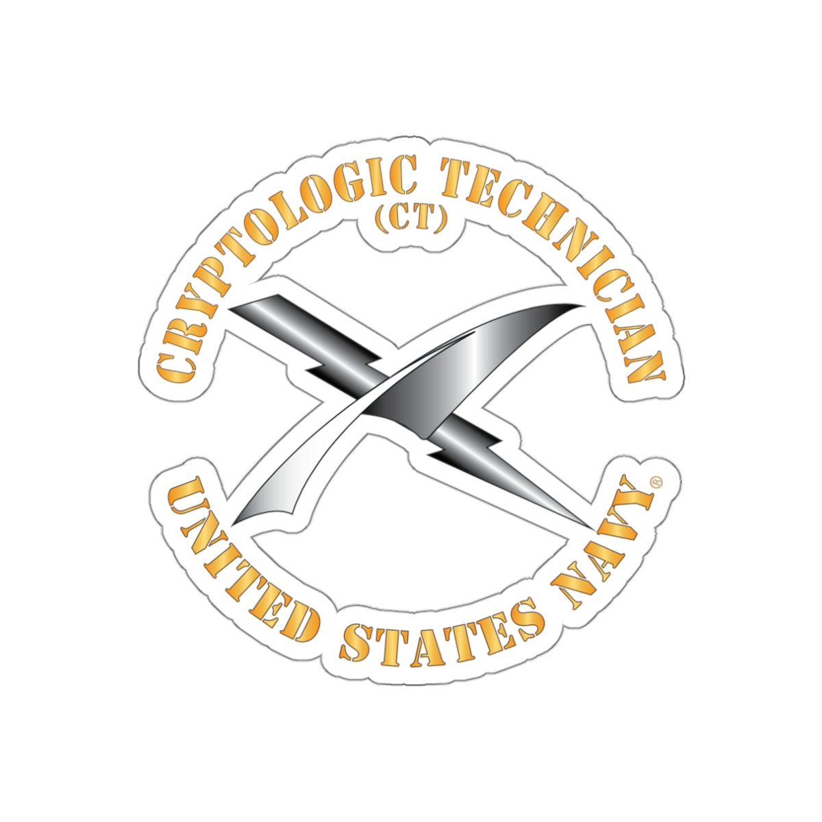 Die-Cut Vinyl Sticker - Navy - Rate - Cryptologic Technician (CT)