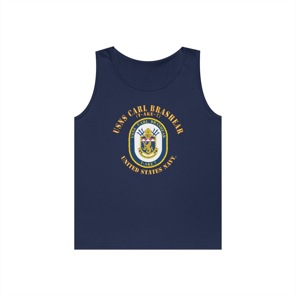 Unisex Heavy Cotton Tank Top - Navy - USNS Carl Brashear (T-AKE 7) wo txt