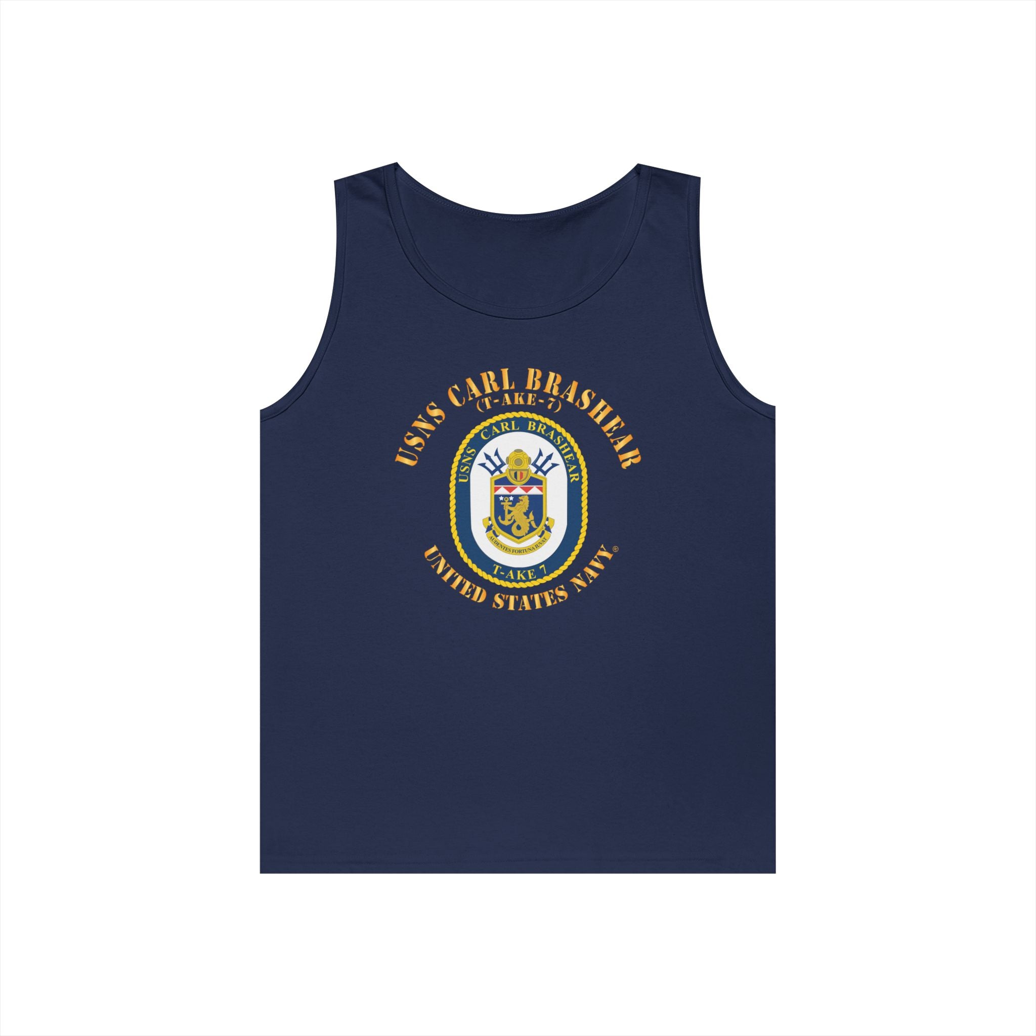 Unisex Heavy Cotton Tank Top - Navy - USNS Carl Brashear (T-AKE 7)