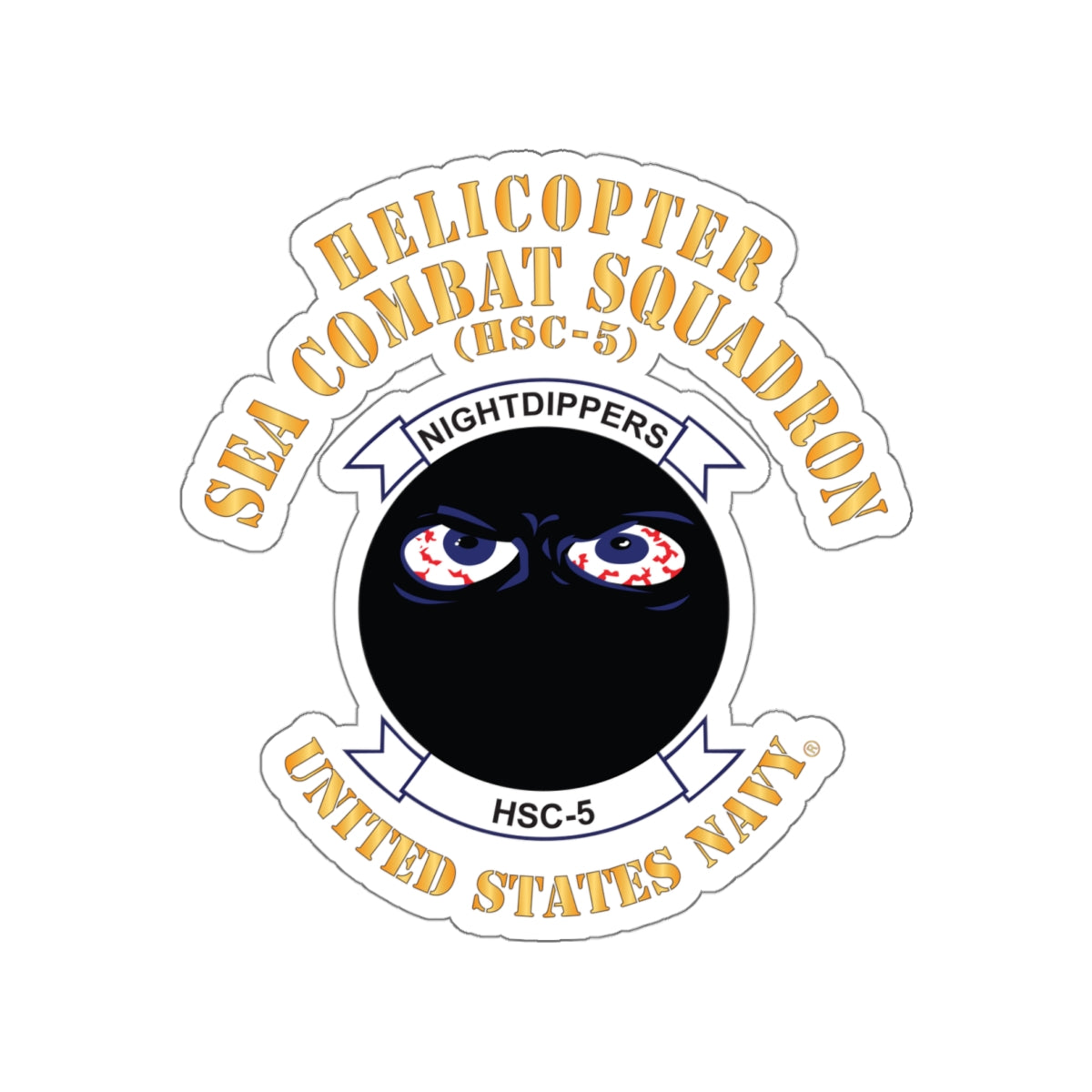 Die-Cut Vinyl Sticker - Navy - Helicopter Sea Combat Squadron 5 (HSC-5)