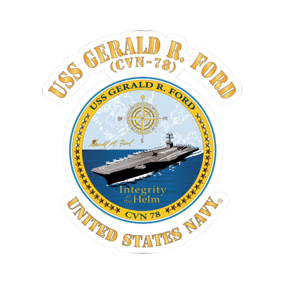 Kiss-Cut Stickers - Navy - USS Gerald R. Ford (CVN-78)