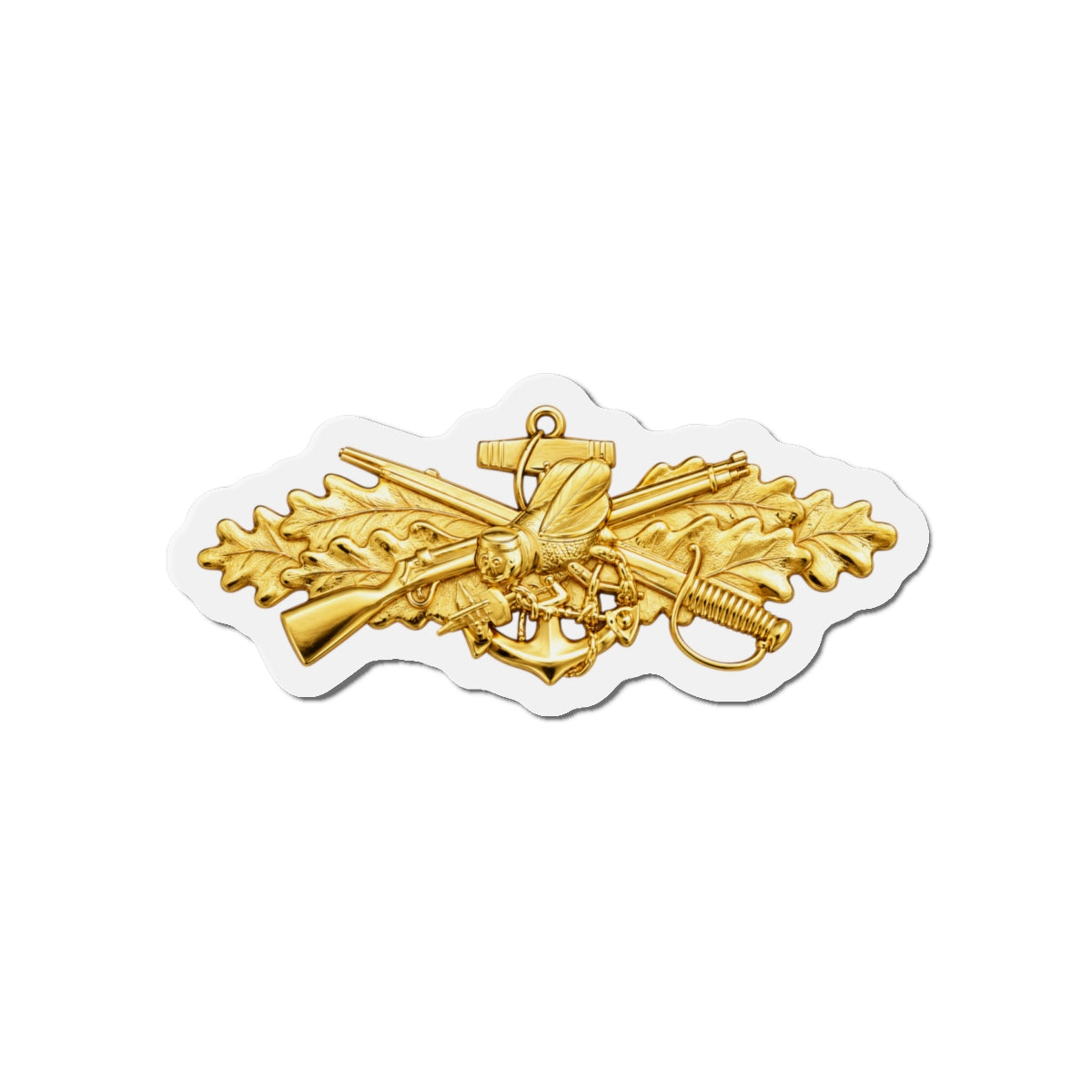 Die-Cut Magnet - Navy - Badge - Seabee combat warfare specialist wo txt - Officer - 3D - Enhanced
