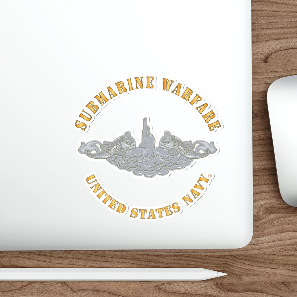 Die-Cut Vinyl Sticker - Navy - Submarine Badge - Silver