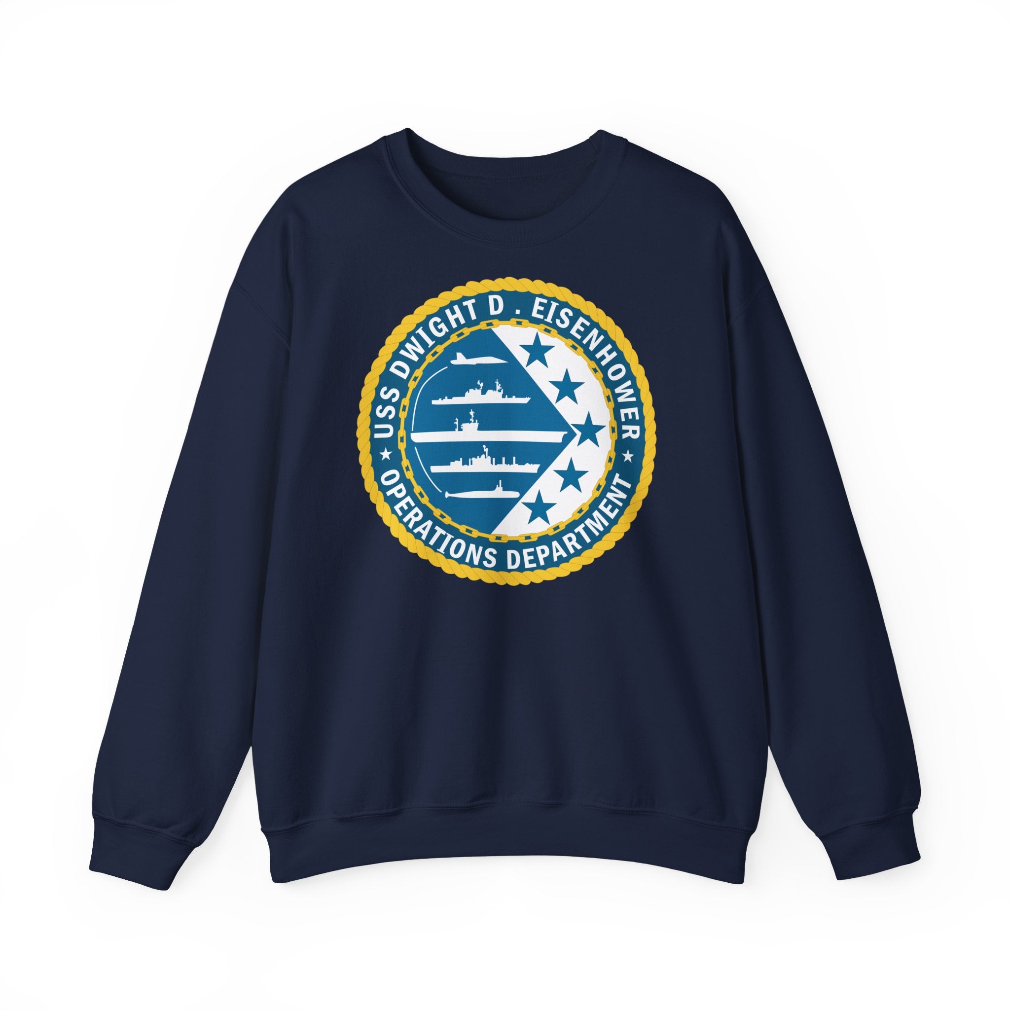 Unisex Heavy Blend™ Crewneck Sweatshirt - Navy - USS Dwight D. Eisenhower (CVN-69) - Operations Department wo txt