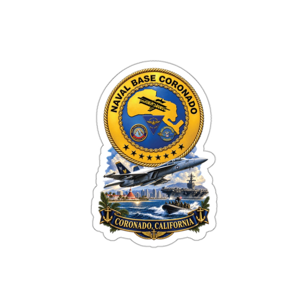 Die-Cut Vinyl Sticker - NAVY - Naval Base Coronado - Crest w Scene - Coronado California - 3D - Enhanced
