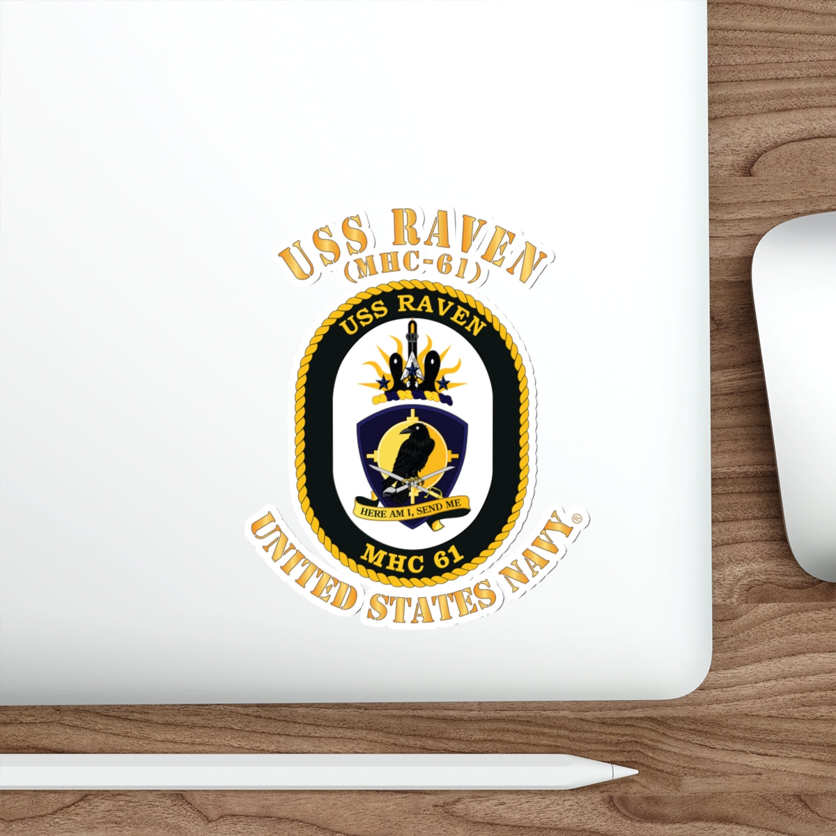 Die-Cut Vinyl Sticker - Navy - USS Raven (MHC-61)