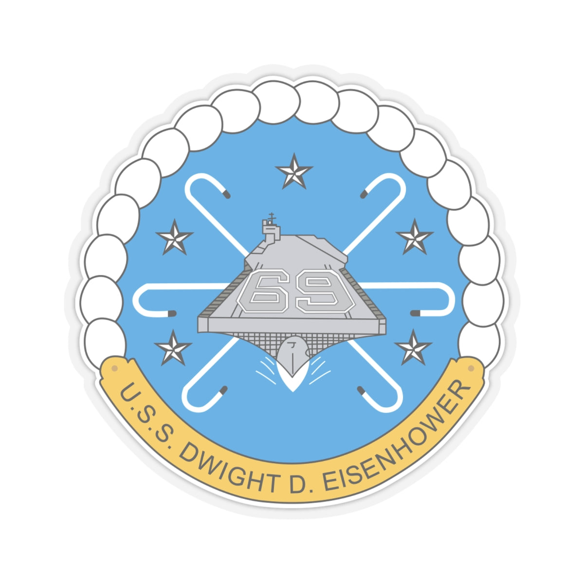 Kiss-Cut Stickers - USS Dwight D. Eisenhower (CVN-69) Crest wo Txt