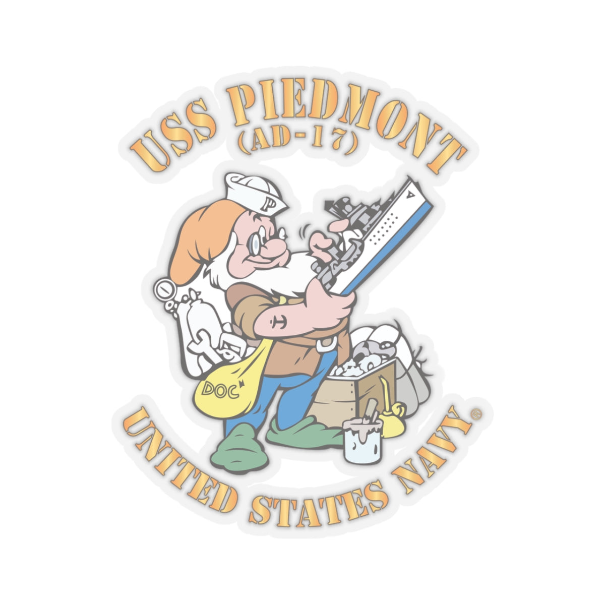 Kiss-Cut Stickers - Navy - USS Piedmont (AD-17) X 300