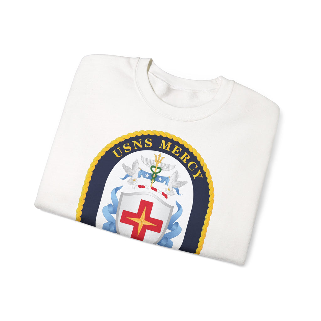 Unisex Heavy Blend™ Crewneck Sweatshirt - Navy - USNS Mercy (T-AH-19) - Crest wo Txt