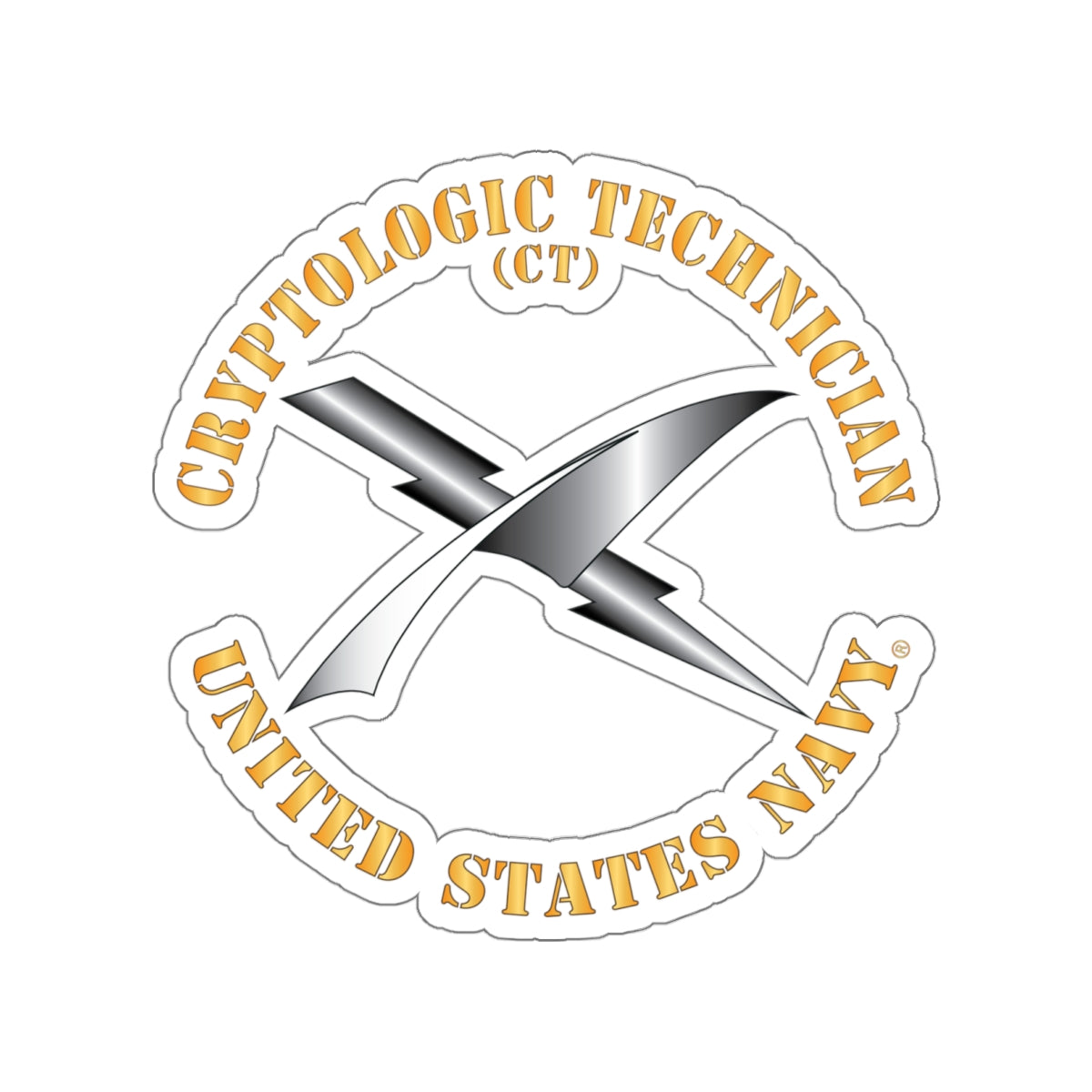 Die-Cut Vinyl Sticker - Navy - Rate - Cryptologic Technician (CT)