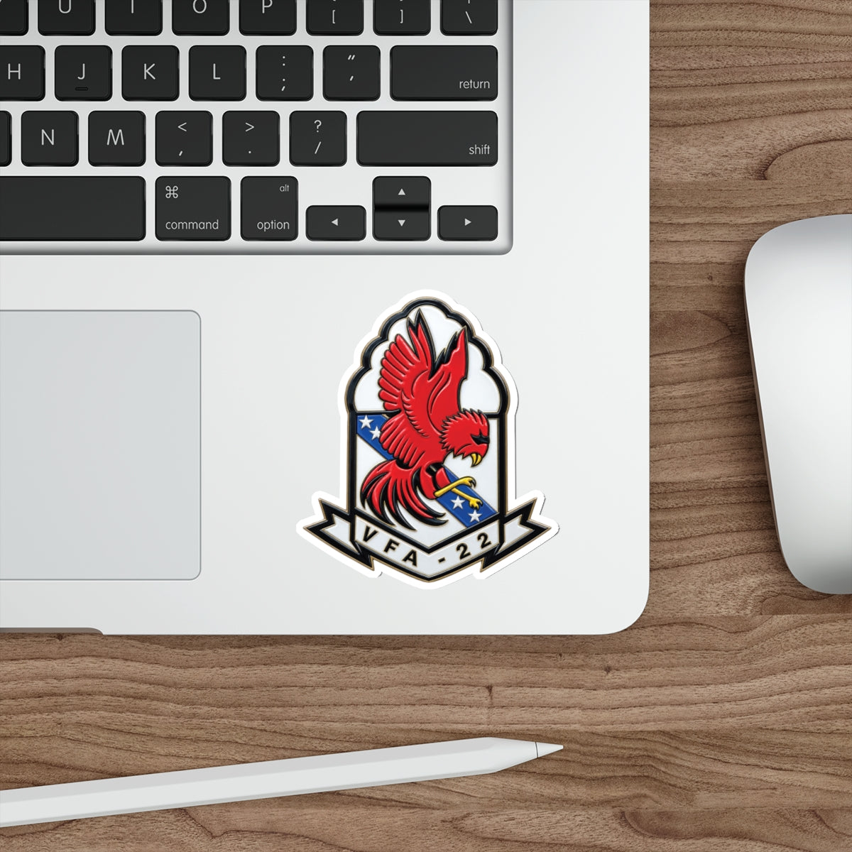 Die-Cut Vinyl Sticker - Strike Fighter Squadron 22nd - SSI without Txt - Fighting Redcocks - 3D - Enhanced