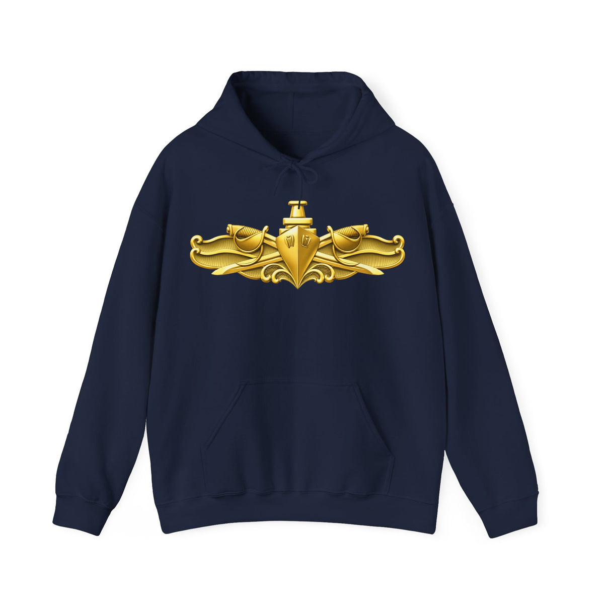 Unisex Heavy Blend™ Hoodies - Navy - Badge - Surface Warfare Officer (SWO) wo txt - 3D - Enhanced