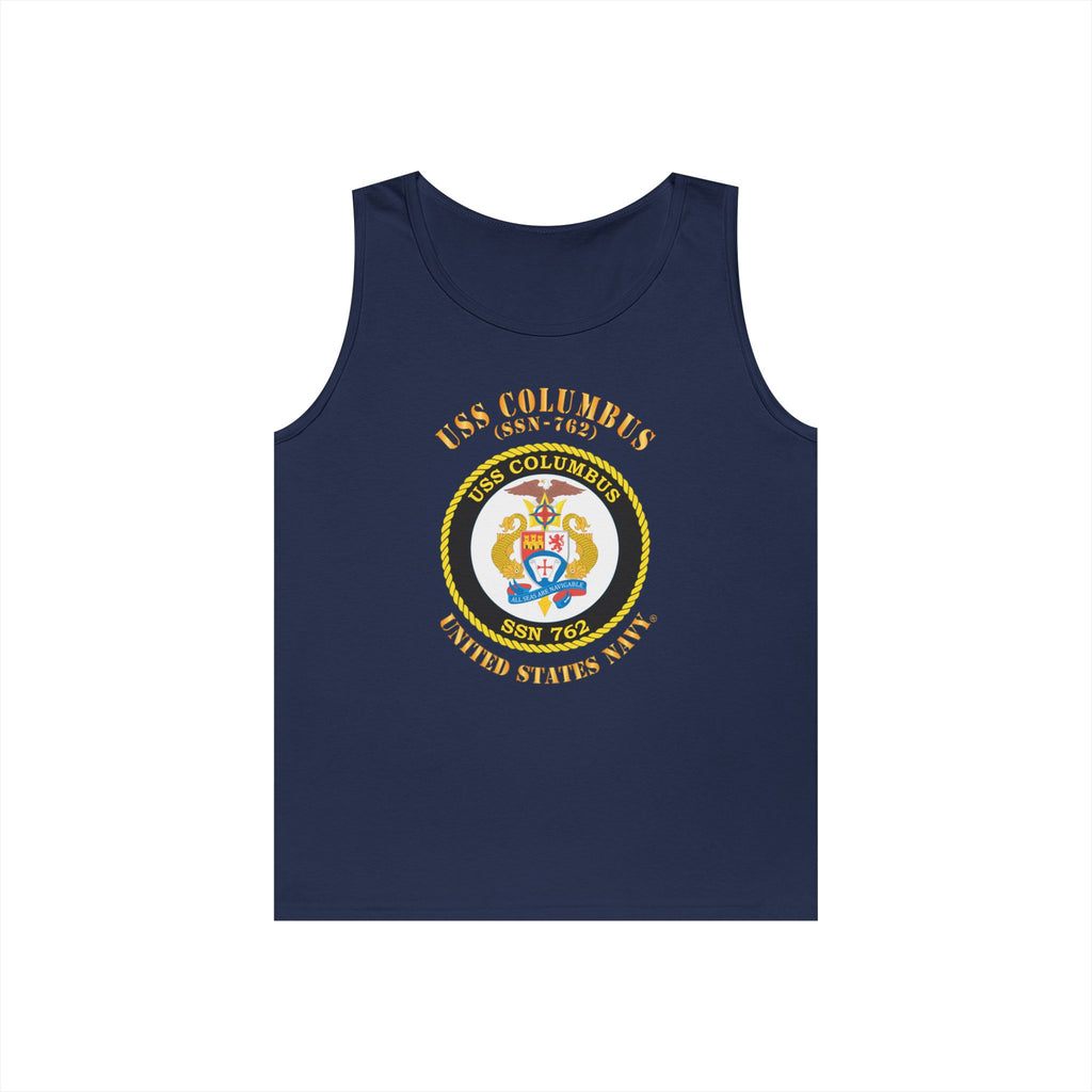Unisex Heavy Cotton Tank Top - Navy - USS Columbus (SSN-762)