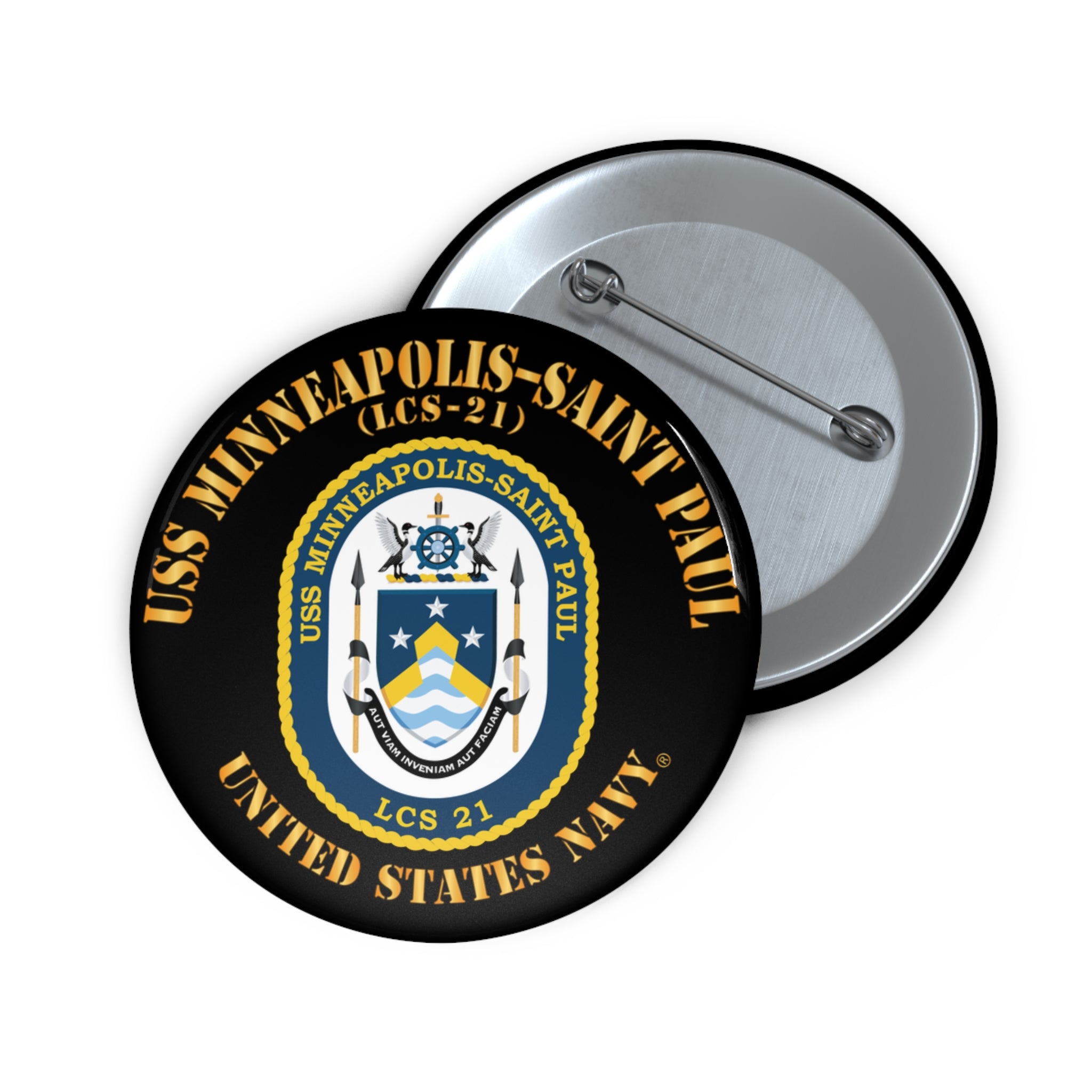 Custom Pin Button - Navy - USS Minneapolis–Saint Paul (LCS-21)