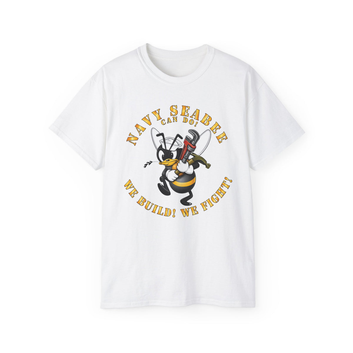 Unisex Ultra Cotton T-Shirt - Navy - Navy SeaBee - w Wrench and Hammer X 300