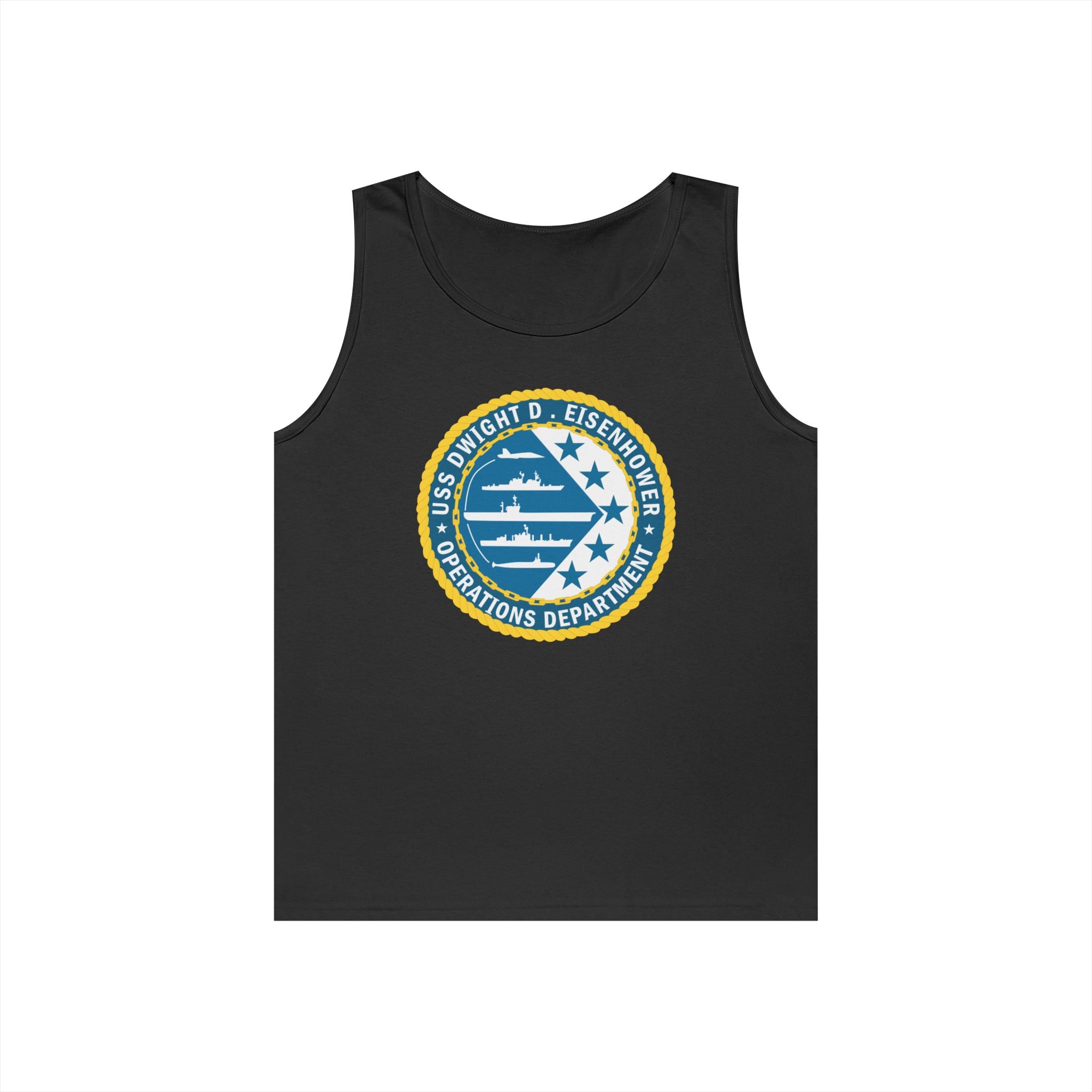 Unisex Heavy Cotton Tank Top - Navy - USS Dwight D. Eisenhower (CVN-69) - Operations Department wo txt