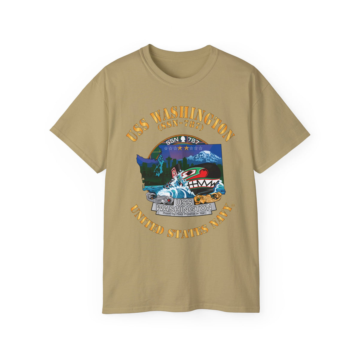 Unisex Ultra Cotton T-Shirt - Navy - USS Washington (SSN-787) X 300