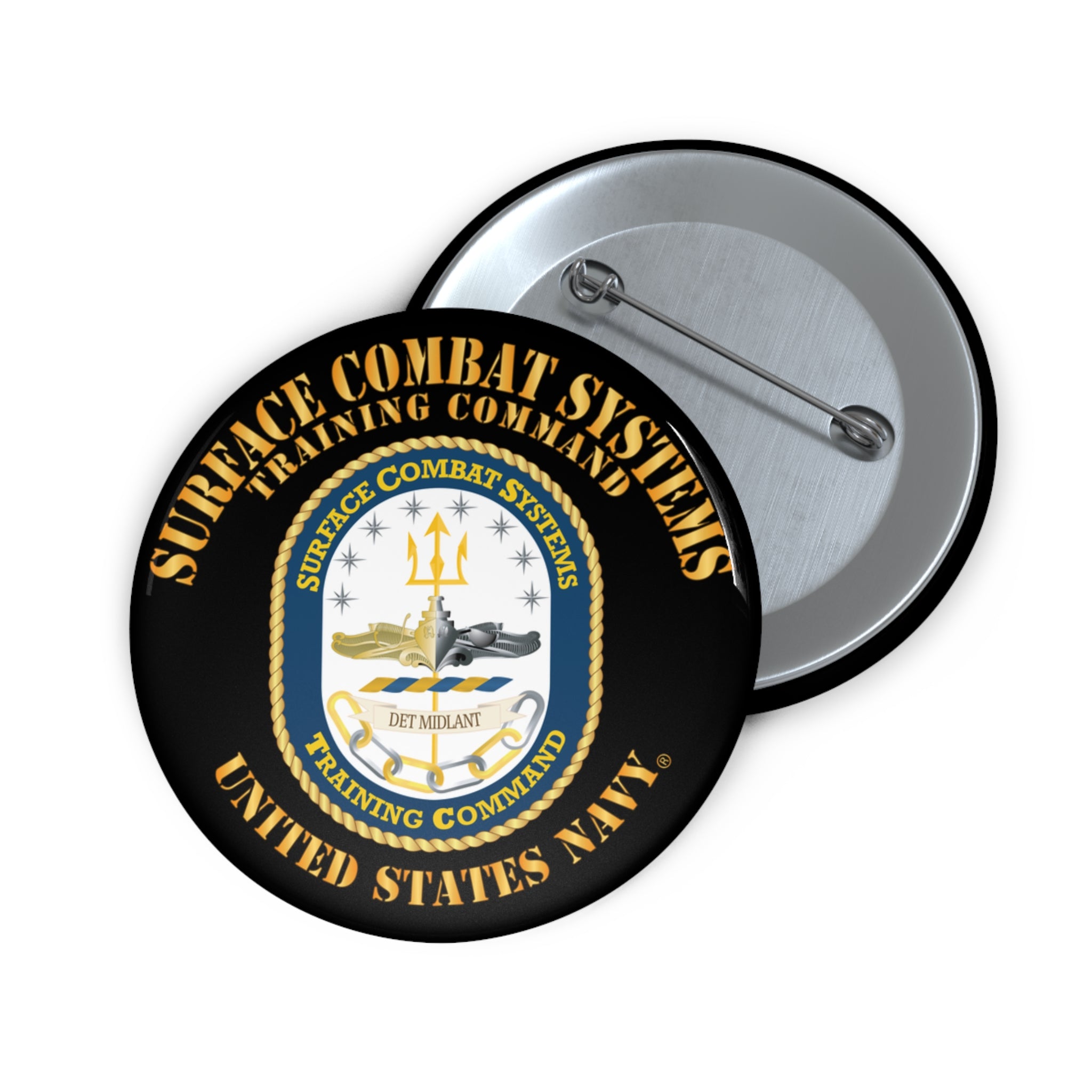 Custom Pin Button - Navy - Surface Combat Systems Training Command - DET MIDLANT