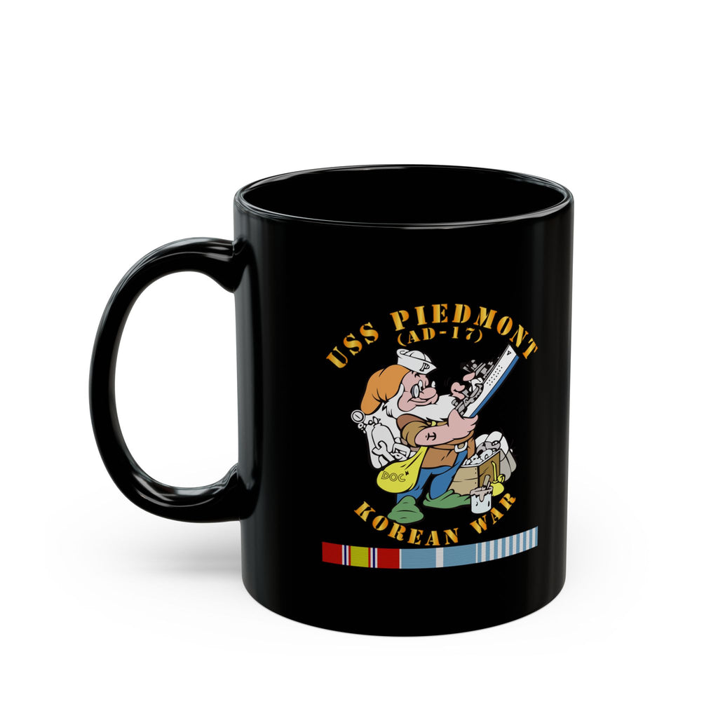 Black Mug (11oz, 15oz) - Navy - USS Piedmont (AD-17) w KOREA SVC - Korean War