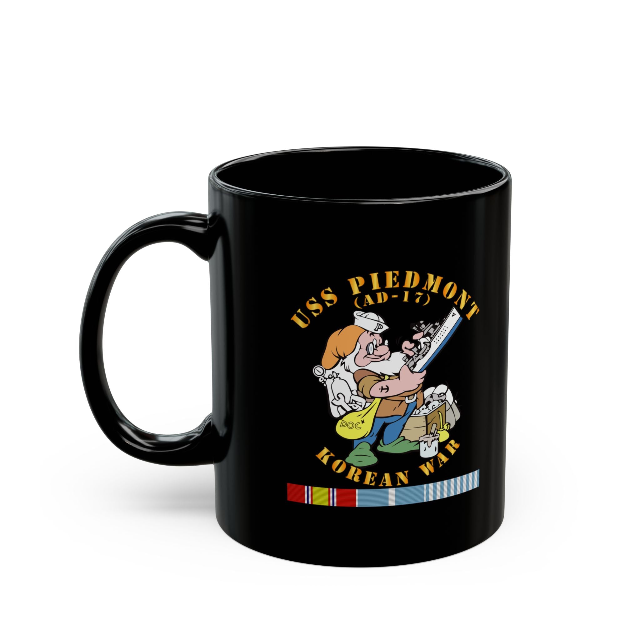 Black Mug (11oz, 15oz) - Navy - USS Piedmont (AD-17) w KOREA SVC - Korean War