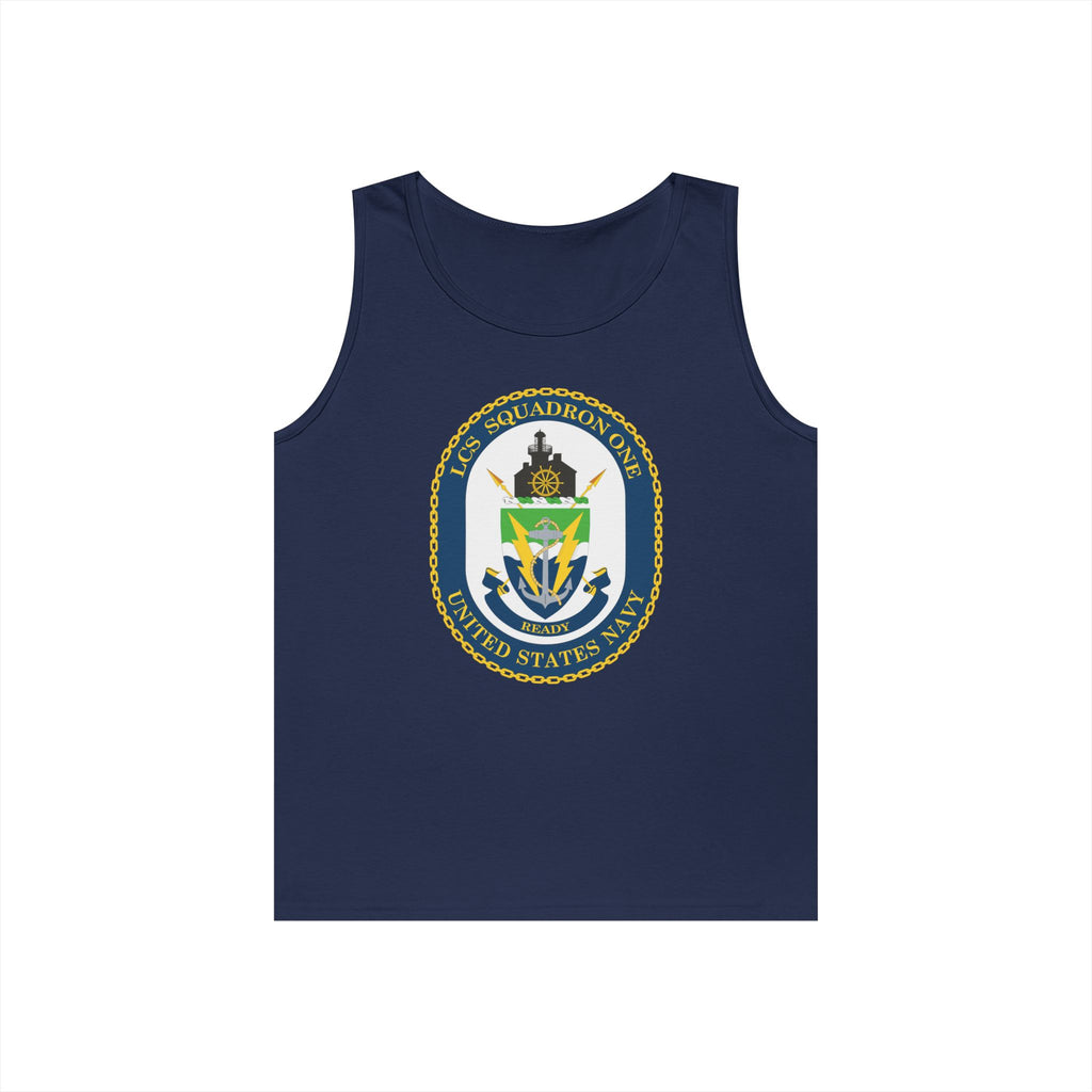 Unisex Heavy Cotton Tank Top - Navy - LCS Squadron One (LCSRON 1) wo txt