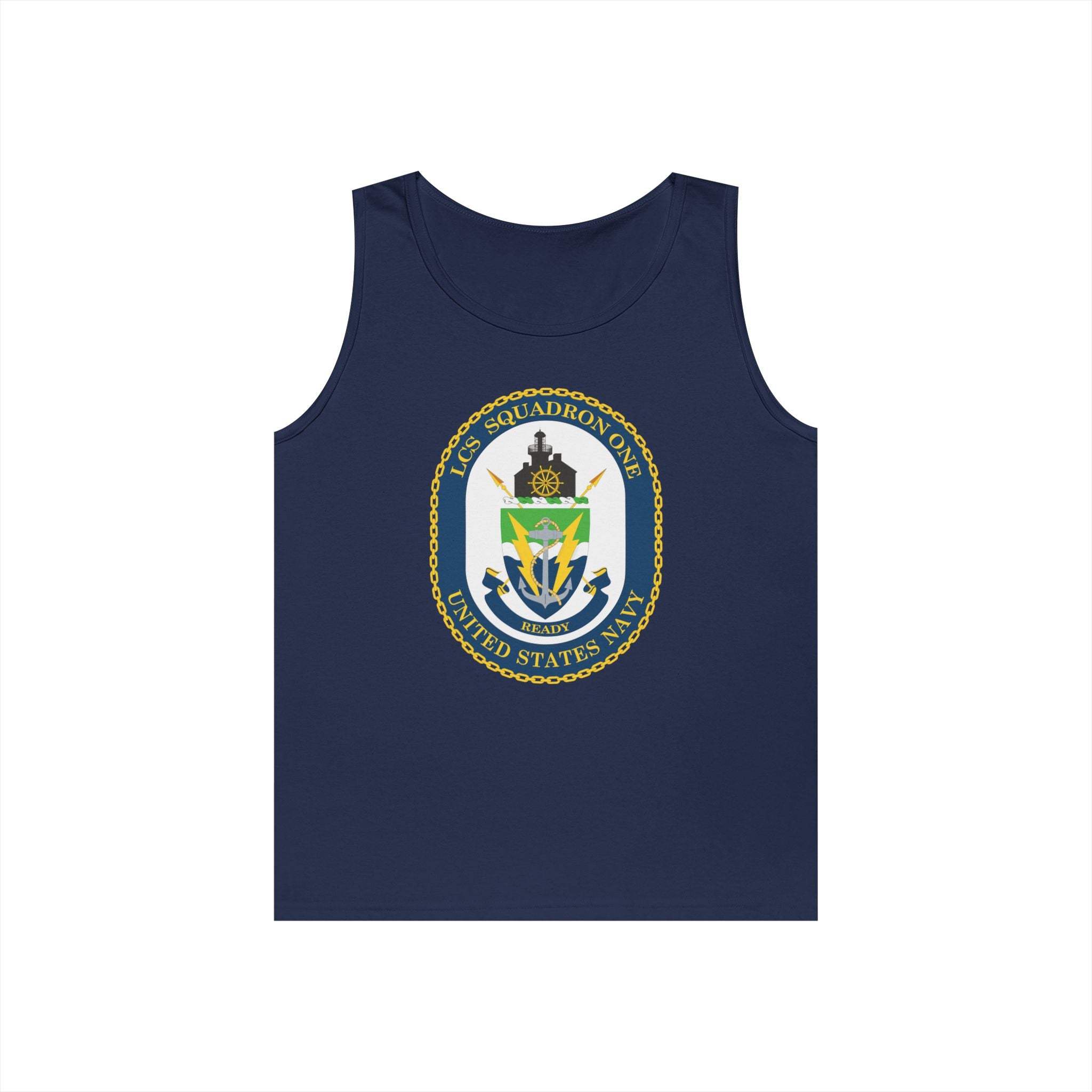 Unisex Heavy Cotton Tank Top - Navy - LCS Squadron One (LCSRON 1) wo txt